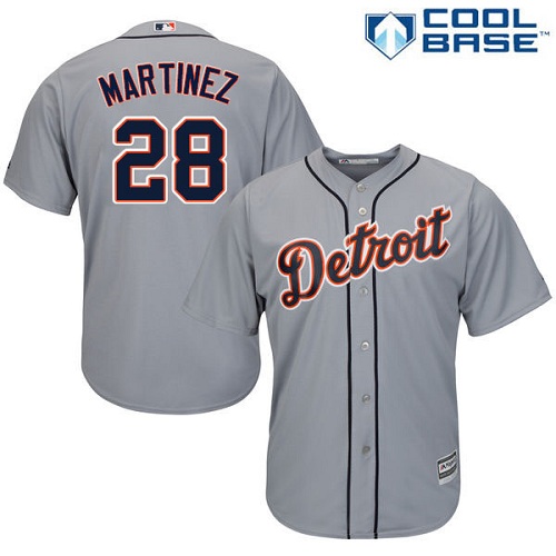 Tigers #28 J. D. Martinez Grey Cool Base Stitched Youth MLB Jersey - Click Image to Close